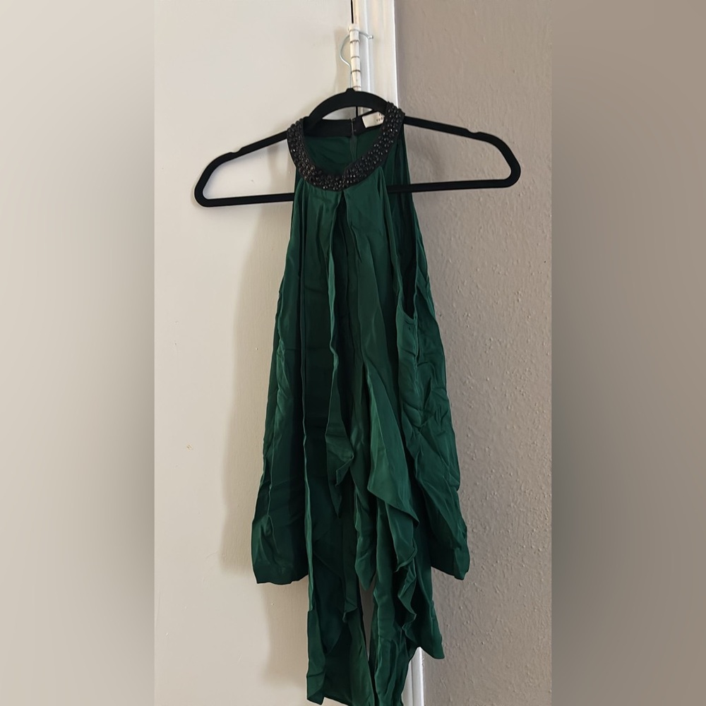 Robert Rodriguez Jade Halter Dress with Embellished Neckline